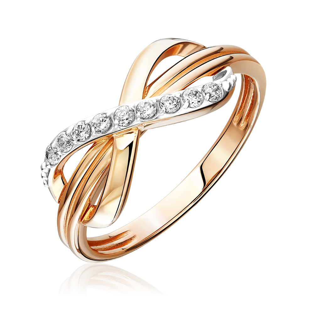 Кольцо «Бесконечность» из красного золота с фианитами