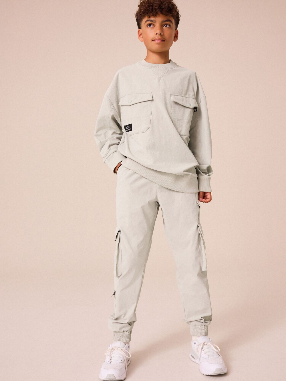 Брюки карго для мальчика Next B04-289, Светло-серый