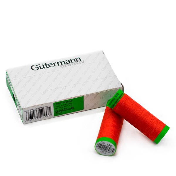 Нитки для тонких тканей Gutermann Extra Fine 150 (200 метров), 5 кат. | 155 яркий апельсин