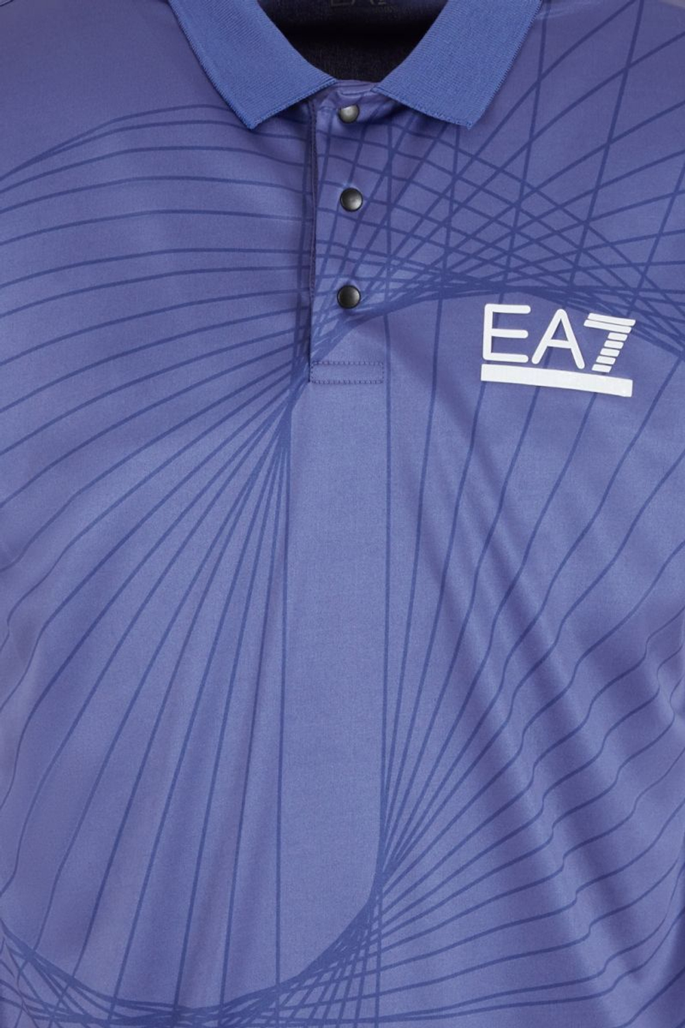 Мужское теннисное поло EA7 Man Jersey Polo Shirt - marlin
