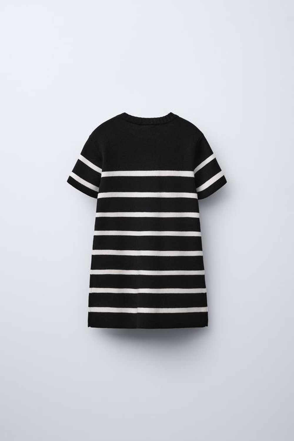 ZARA ТРИКОТАЖНОЕ ПЛАТЬЕ В ПОЛОСКУ, ЭКРЮ/ЧЕРНЫЙ