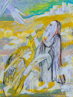 Гигошвили И. Иллюстрация к I и II Книгам Царств. Бумага, масляная пастель. 2020.