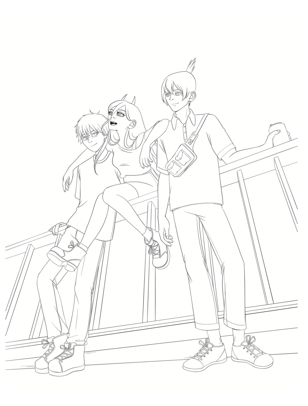 Раскраска Человек-бензопила Добро пожаловать в четвертый спецотдел.