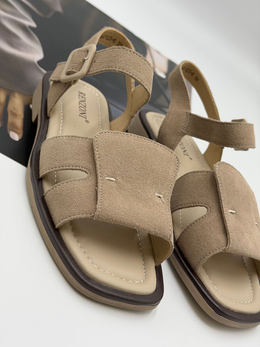 Босоножки женские натуральная кожа арт. PEAG 123-6 цвет "бежевый"