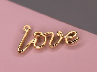 Коннектор love 30х15 мм позолота
