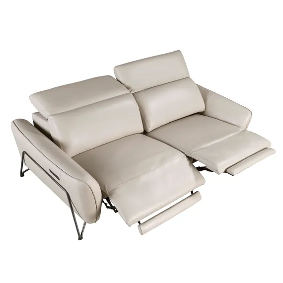 2-местный диван с реклайнером из песочной кожи, модель 6276
