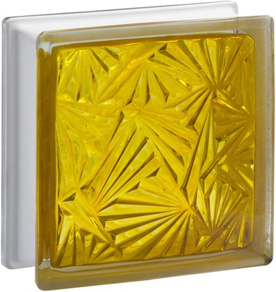 Стеклоблок медовый мороз окрашенный изнутри  Vitrablok  19x19x8