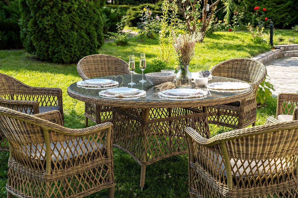 "Эспрессо-150 S" обеденная группа плетеная, цвет соломенный