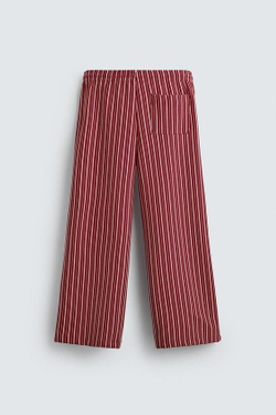 ZARA БРЮКИ СВОБОДНОГО КРОЯ В ПОЛОСКУ, КРАСНЫЙ