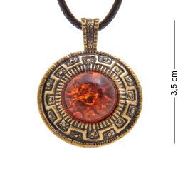 AM-3357 Подвеска «Жетон Волчица» (латунь, янтарь)