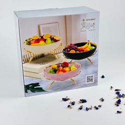 Lenardi 163-075 Фруктовница 25см на подставке MULTICOLOR в под.уп.(х8)Фарфор