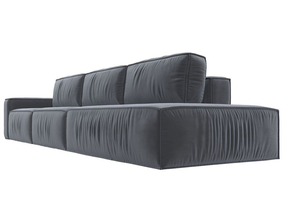 Диван прямой Прага Модерн Лонг подлокотник слева, Серый, Велюр, 121743L