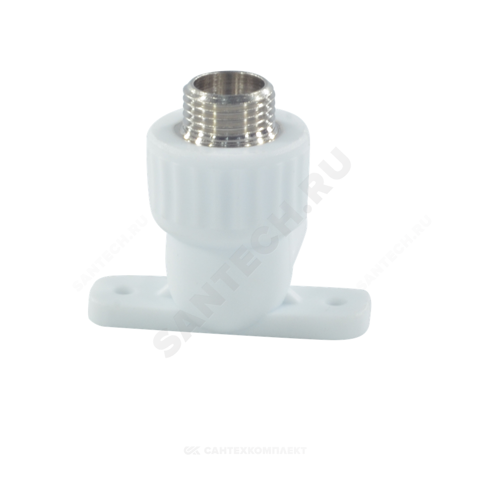 Угольник PP-R комбинированный белый Дн 20х3/4" НР с креплением VALFEX 10121120