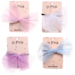 Резинка для волос 1шт «Pomp - Ева», микс 4 цвета( белый, пудровый, светло-голуб., светло-фиолет.), 12*9 см