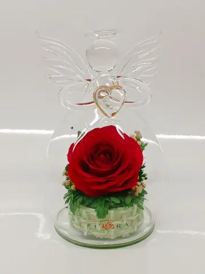 натуральная роза в стеклянном ангеле, вакуум