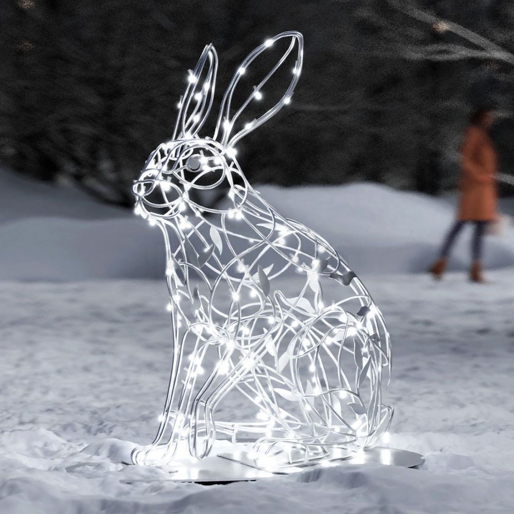 светодиодная фигура "Заяц" серебряный