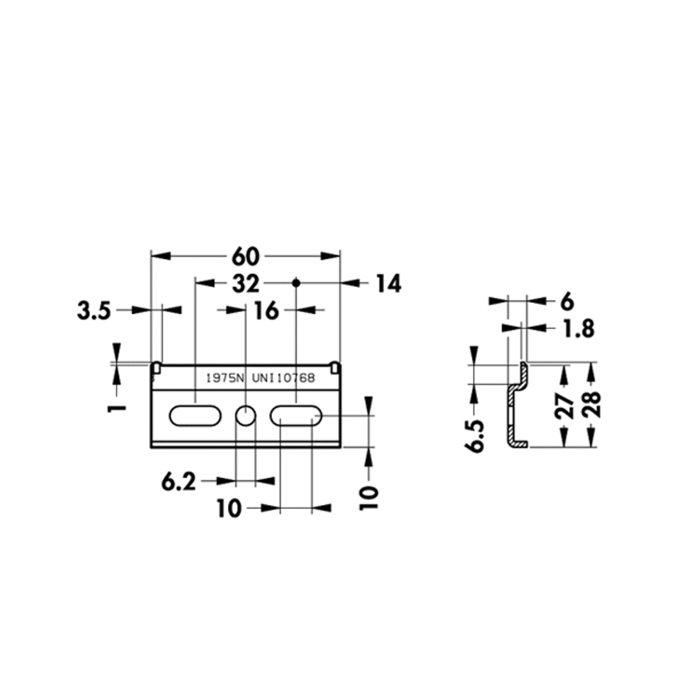 Крепежная планка Н=26 L=60 875ACZ10060