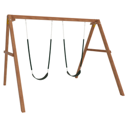 Деревянные качели с двумя гибкими качелями