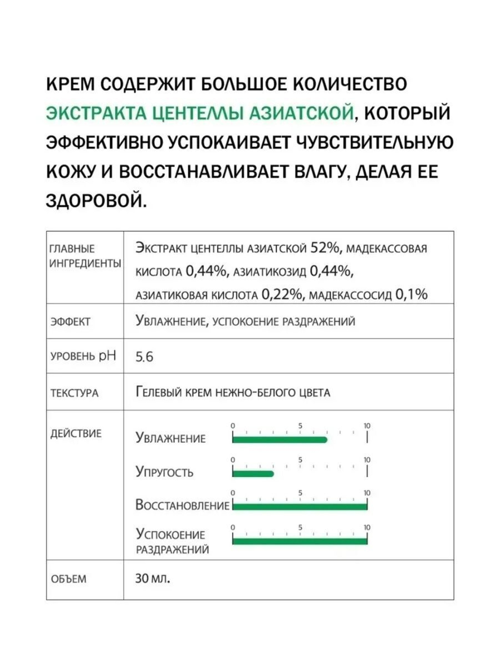 Крем для лица увлажняющий с центеллой