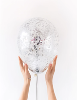 Шар с конфетти серебро 32 см (БГ-17)