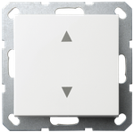 Выключатель одноклавишный для штор 10A 250V~ с накладкой, цвет белый глянцевый