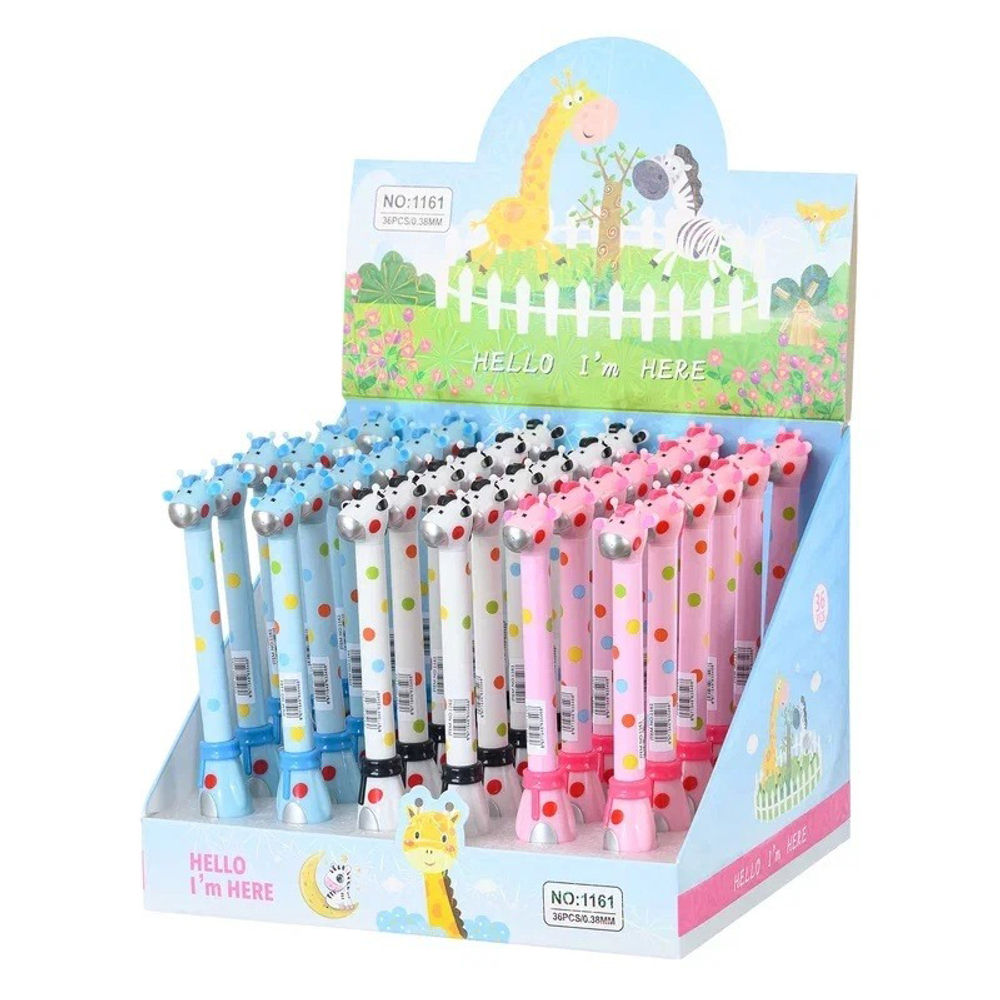 Ручка шариковая, Basir, синие чернила, серия "Жираф", в форме животного, 36 шт