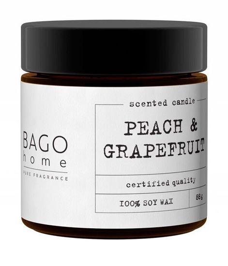 Персик и грейпфрут, ароматическая свеча, Bago home