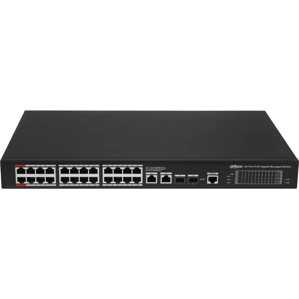 Коммутатор Dahua DH-S4228-24GT-240 (L2) 28x1Гбит/с 2SFP 24PoE 240W управляемый