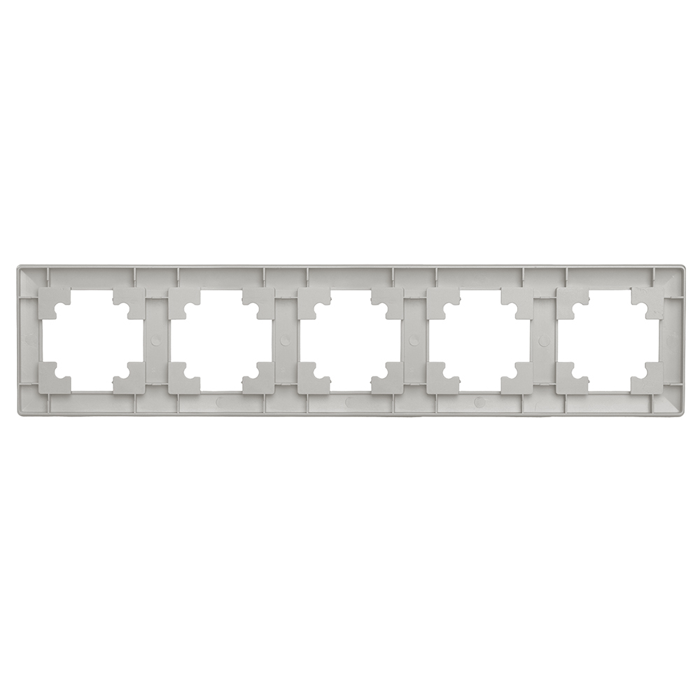 Рамка STEKKER, PFR00-7005-03 5-местная, пластик, серия Катрин, серебро 39801