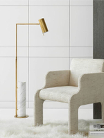 Alma Floor Lamp in Antique-Burnished Brass and White Marble