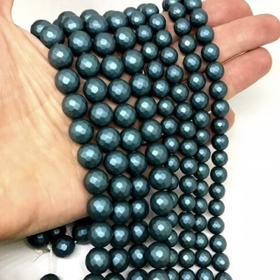 2295-8 Жемчуг "майорка" матовый, граненный, "волна", 8мм, шт