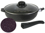 Сковорода 28см Гранит star со съемной ручкой и стеклянной крышкой