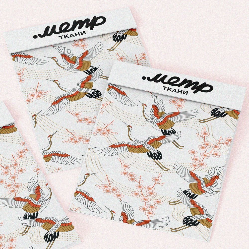 Ткань сатин летящие журавли