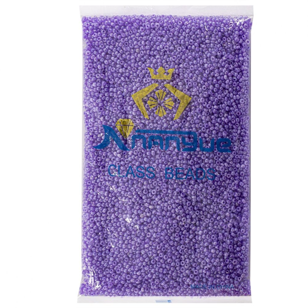 Бисер Alingar размер №8 вес 450 гр., сиреневый перламутровый, непрозрачный, пакет