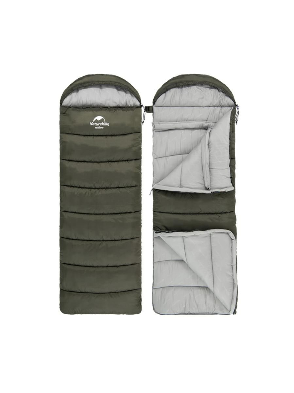 Спальный мешок Naturehike U Series Двойной хлопок осень-зима зеленый U150, молния слева, 6927595764398L