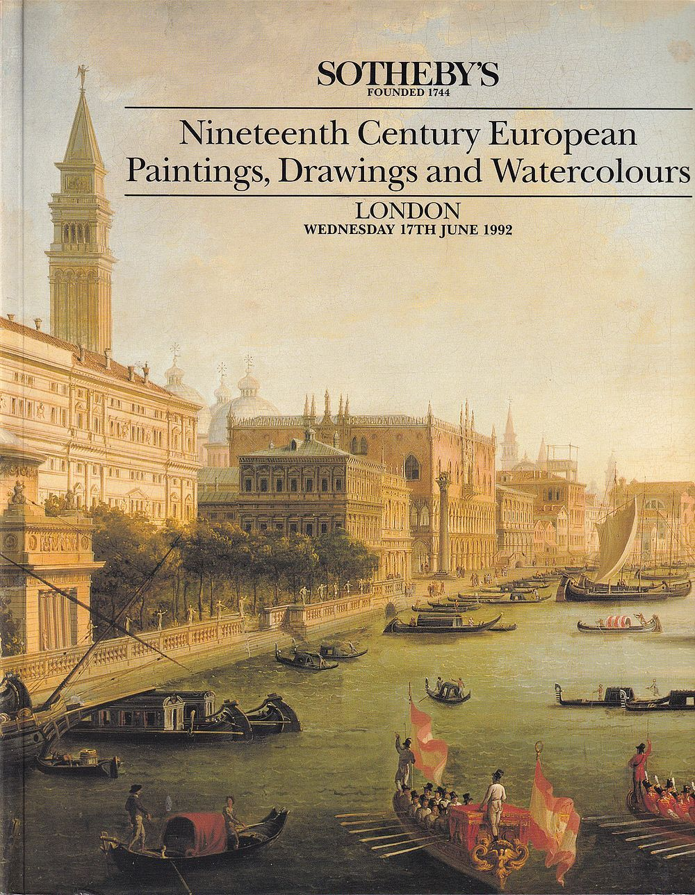 Каталог аукциона Sotheby's, Лондон, Европейская живопись, рисунки и акварели XIX века от 17 июня 1992 года