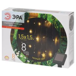 Садовая гирлянда ЭРА ERASF22-41 на солнечной батарее занавес 1,5Х1,5 метра 192 LED