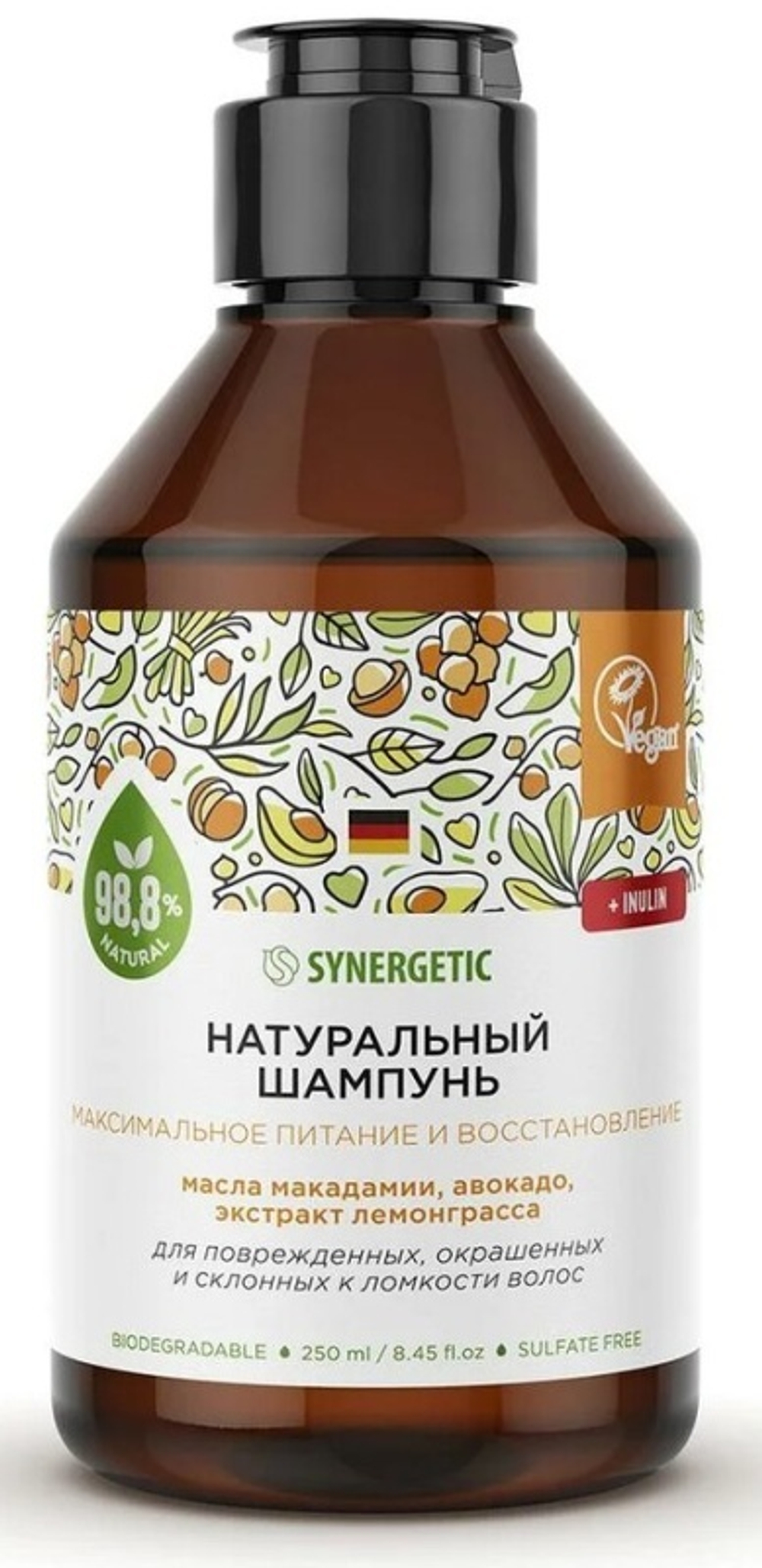 Synergetic Натур.бессульф ШАМПУНЬ Макс.питание и восстан. 250мл *6 *12*