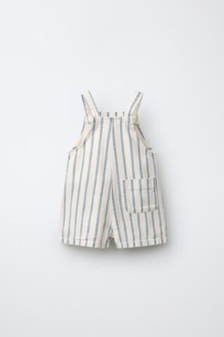ZARA КОРОТКИЙ КОМБИНЕЗОН В ПОЛОСКУ, ЭКРЮ