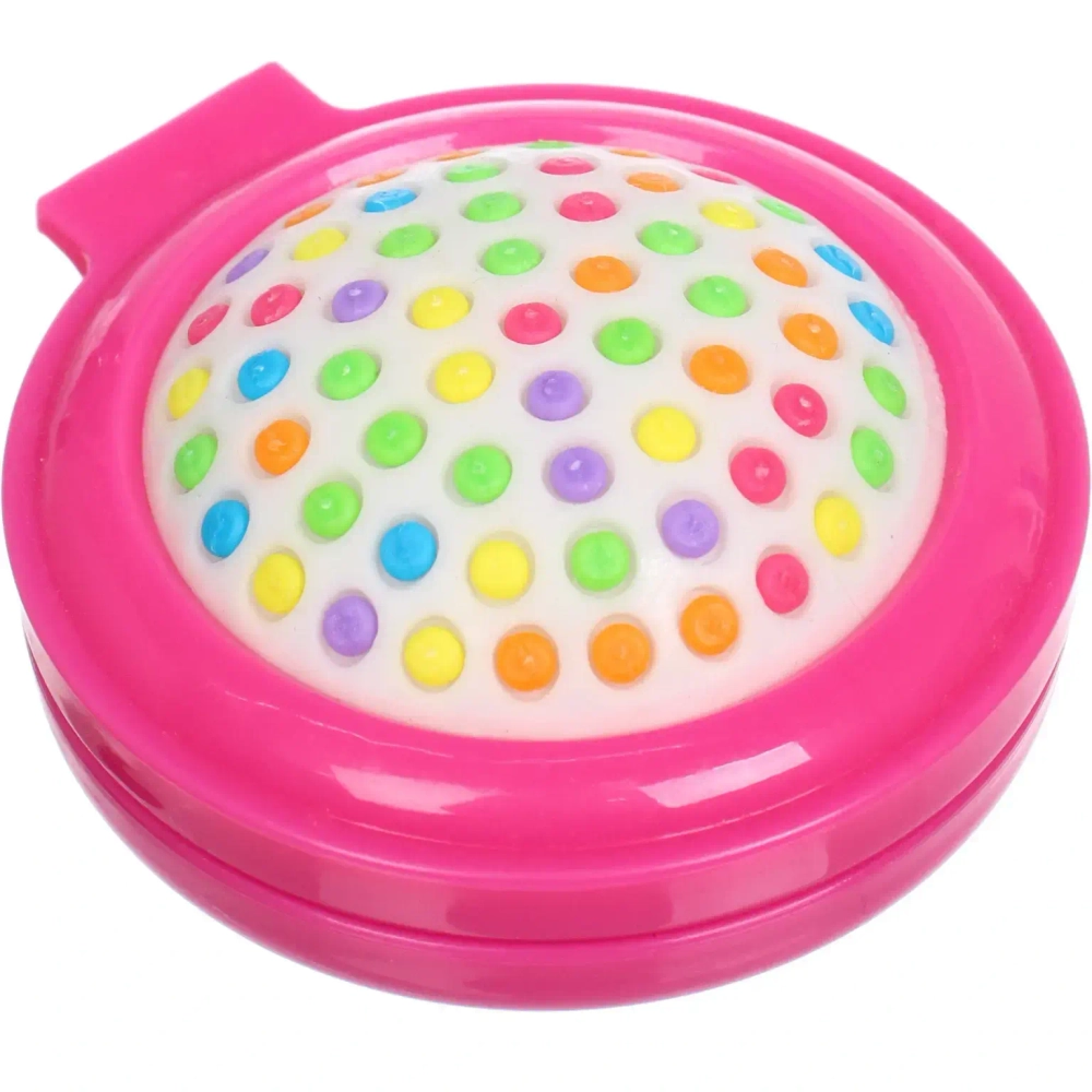 Расческа массажная детская складная «Barbariska», с зеркалом, стильная Аннет, разноцветные зубчики, цвет розовый, d-7см