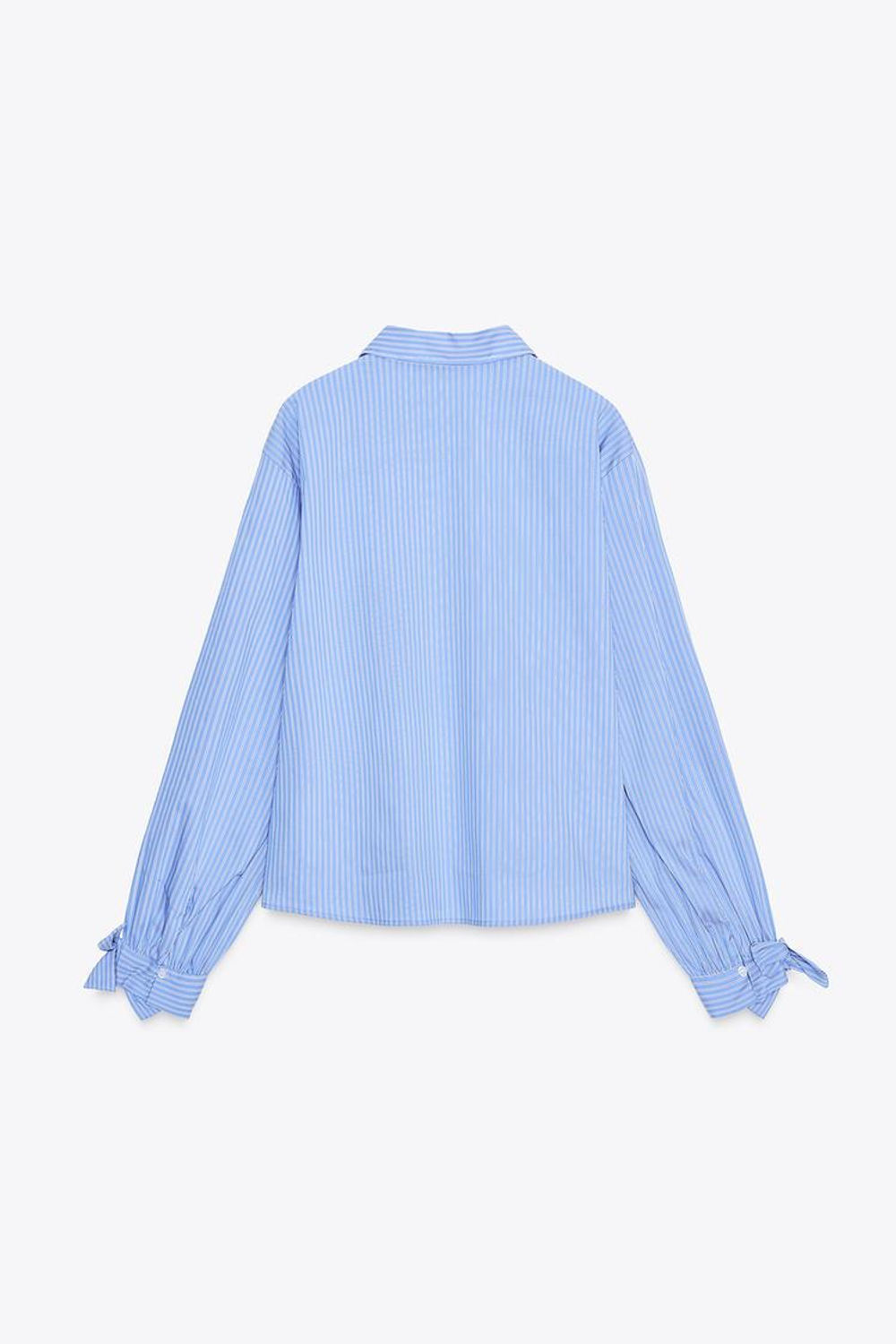 ZARA РУБАШКА ИЗ ПОПЛИНА С ЗАВЯЗКАМИ, СИНИЙ/БЕЛЫЙ