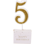 Свеча для торта Цифра Иллюзия «5» 9.5 см, золото