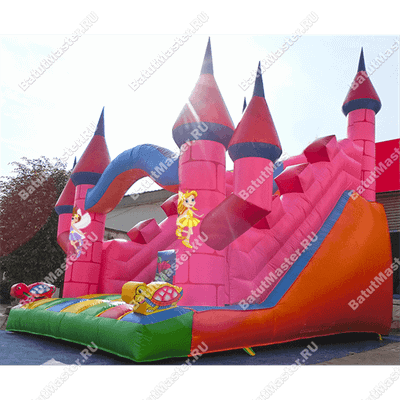Надувная горка "Розовая крепость"