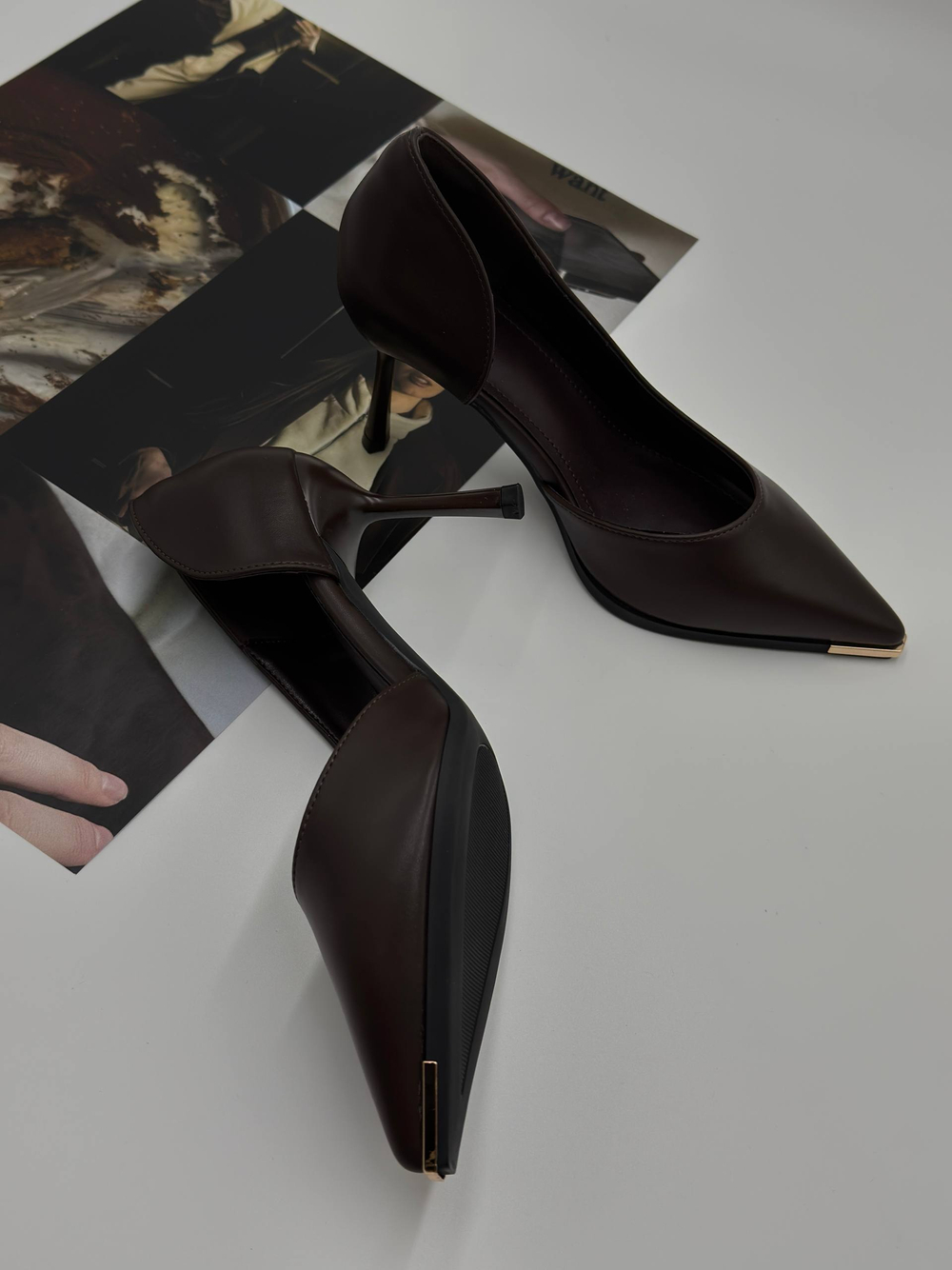 Туфли женские экокожа арт. 193-4 цвет "коричнево-бордовый"