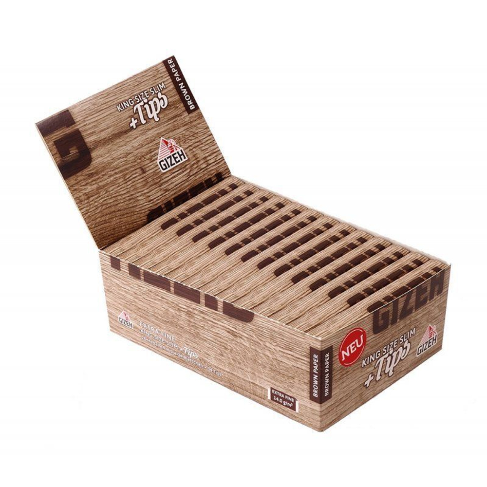Набор бумага блок "Gizeh" Brown Extra Fine KS Slim 14г/м+Фильтры 34л*26шт