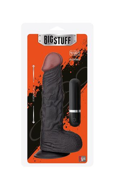 Чёрный вибратор-реалистик BIGSTUFF 9INCH BLACK - 23 см. (Цвет: черный)