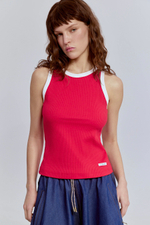 Топ из хлопковой рибаны с контрастной отделкой