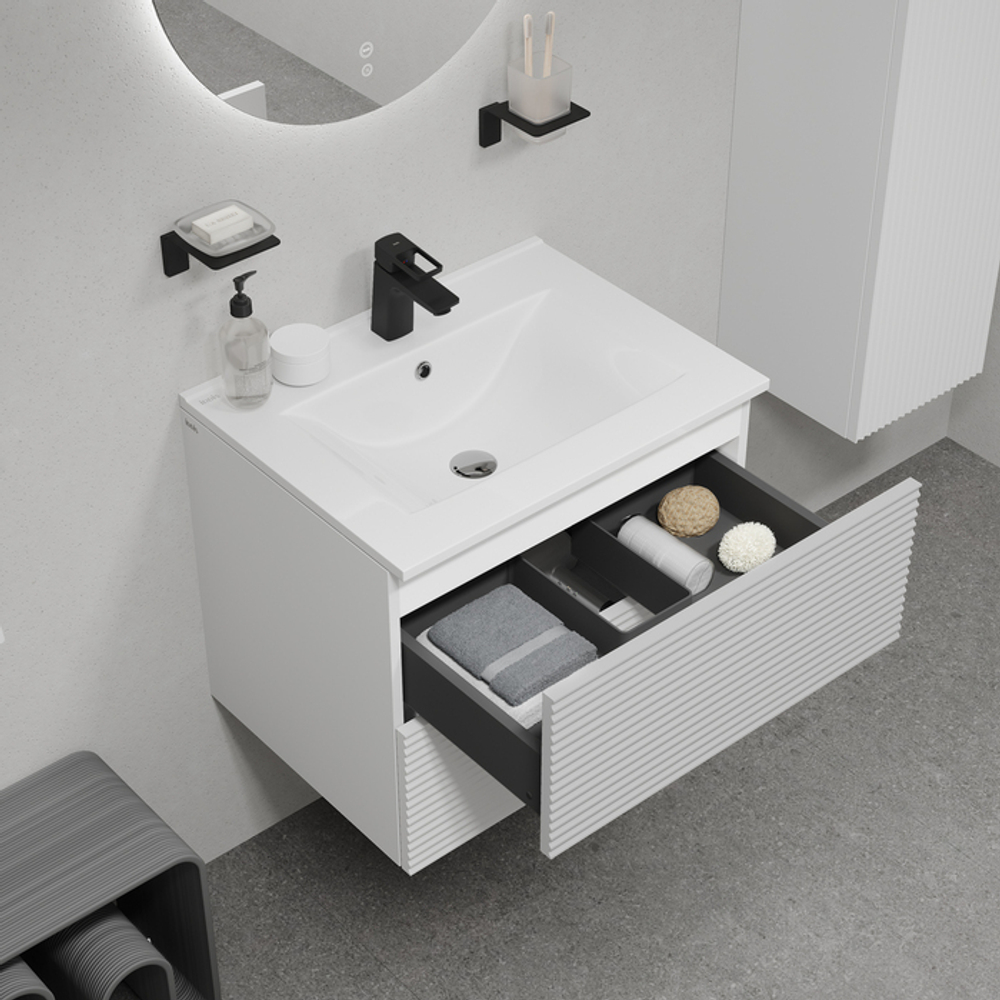 Тумба с умывальником IDDIS Bild, подвесная, 60 см, белый, BIL60W0i95K