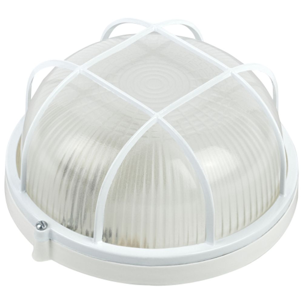 Светильник ЭРА НБП 03-100-002 Акватермо алюминий/стекло решетка IP54 E27 max 100Вт D240 круг белый | Светильники ЖКХ IP54