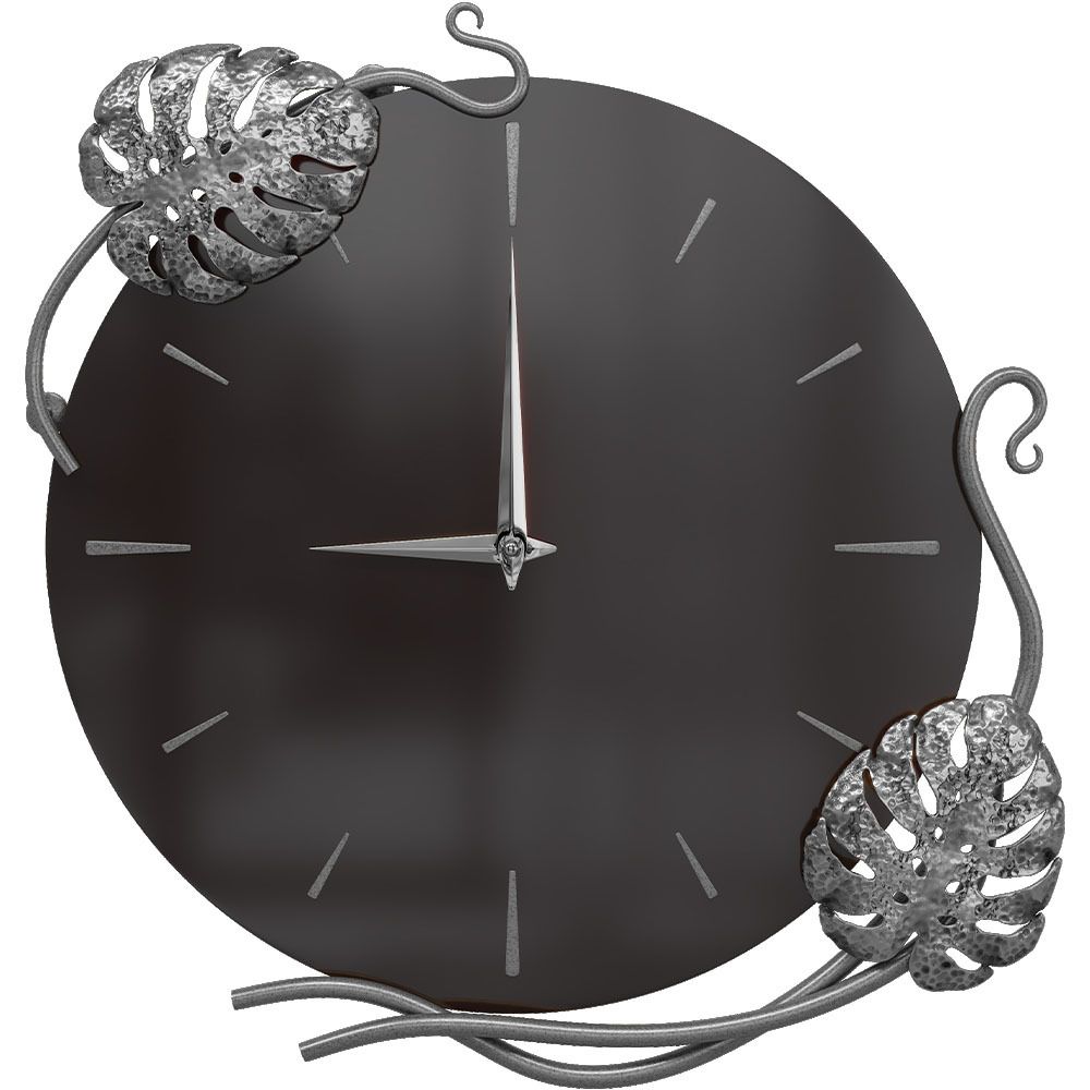 Часы настенные Monstera Deliciosa (Монстера) Колор Терпкий коричневый Сильвер